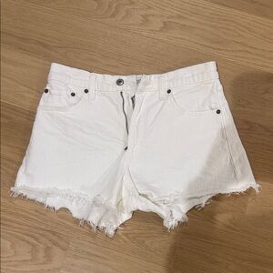 Abercrombie & Fitch White Denim Frayed Hem Shorts